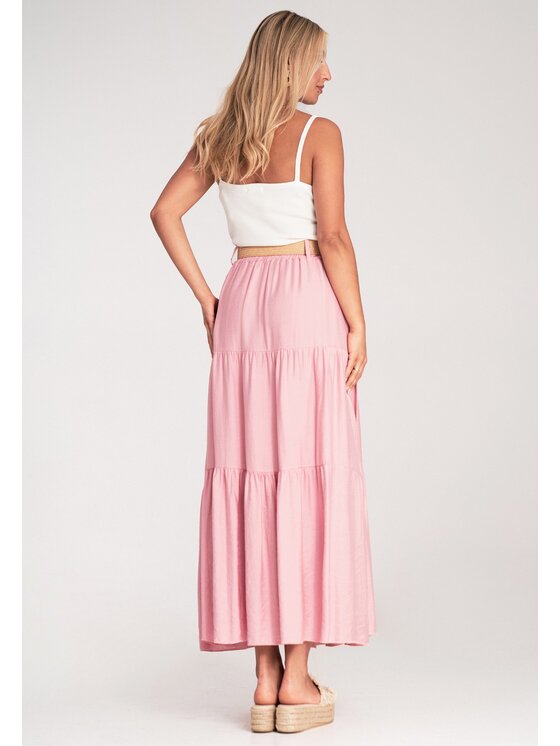 FIGL FIGL Maxi sukňa M1222 Ružová Straight Fit