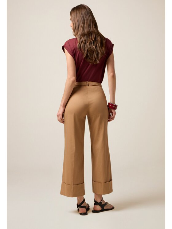 Oltre Oltre Pantaloni di tessuto P065R208995N012 Écru Cropp Fit