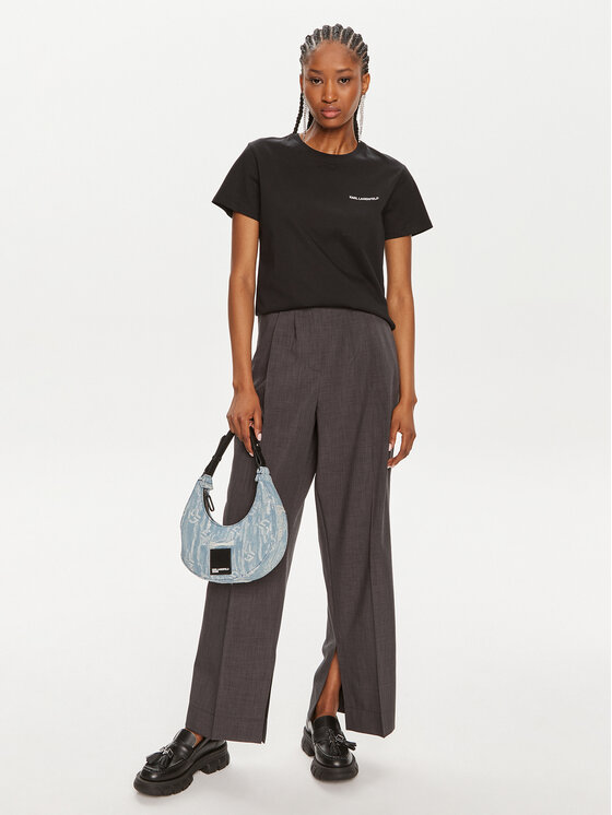 KARL LAGERFELD KARL LAGERFELD Tričko Essential 245W1714 Čierna Regular Fit