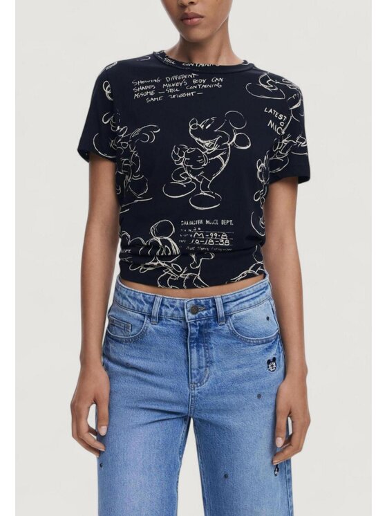 Desigual Desigual T-Shirt TS_MICKEY SKETCH Γκρι Casual Fit