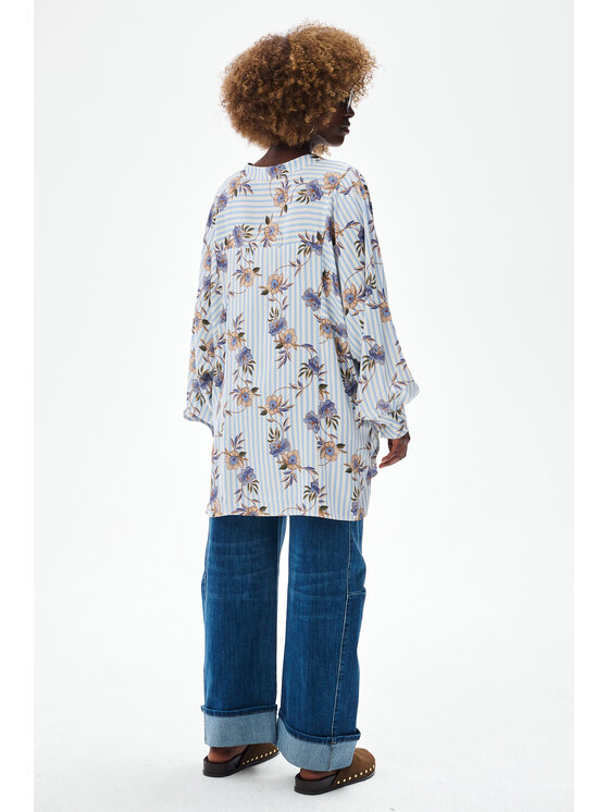 blue shadow blue shadow Bluzka Nina Niebieski Regular Fit