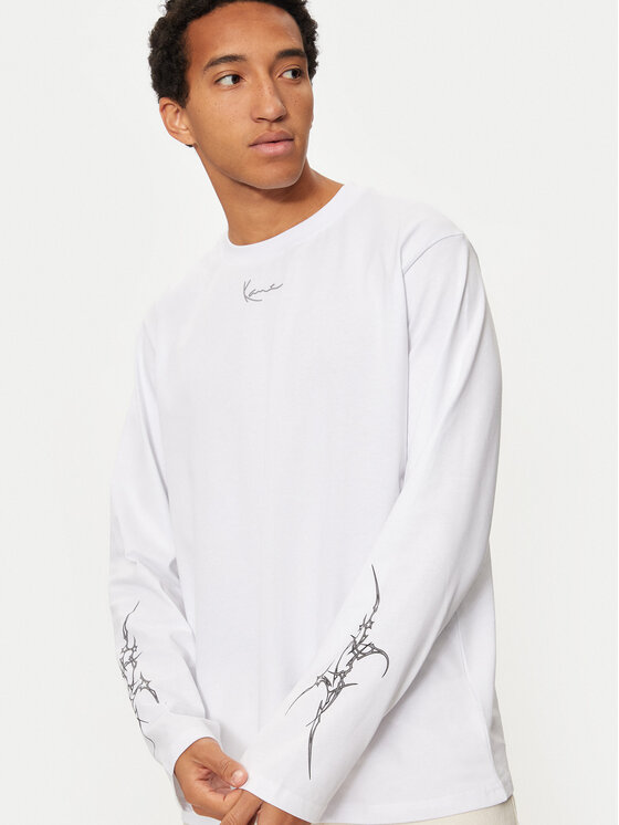 Karl Kani Karl Kani Pikkade varrukatega T-särk Small Signature Tribal 60240011 Valge Regular Fit