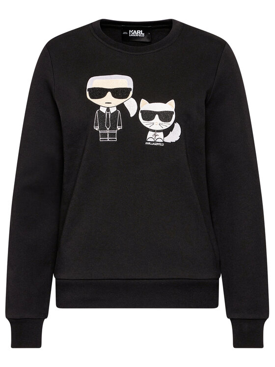 KARL LAGERFELD KARL LAGERFELD Mikina Ikonik&Choupette 210W1821 Černá Regular Fit