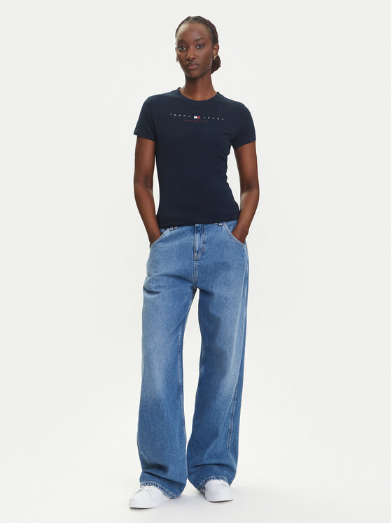 Tommy Jeans Tommy Jeans Majica Linear DW0DW21422 Mornarsko modra Slim Fit