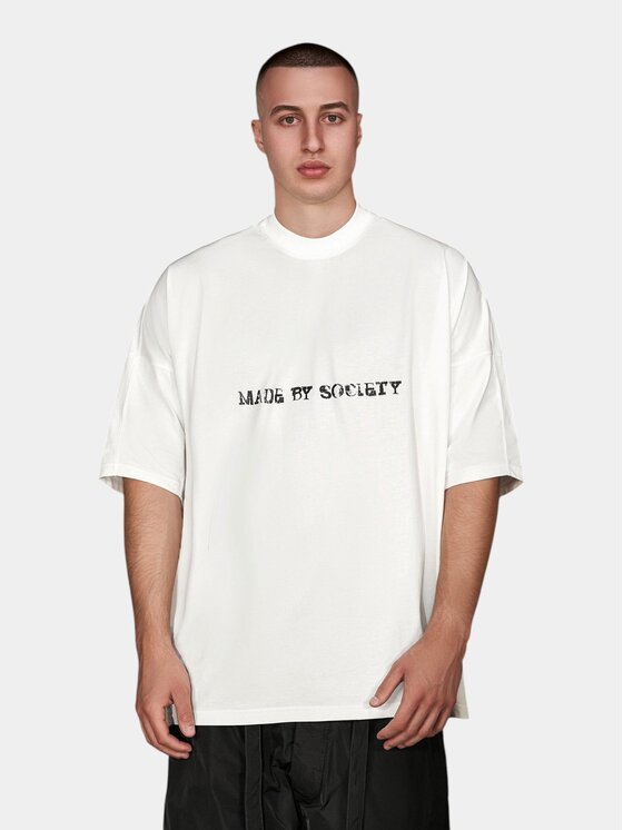 MADE BY SOCIETY MADE BY SOCIETY T-Shirt Tricou Dark Matter - T16828 Biały Basic Fit