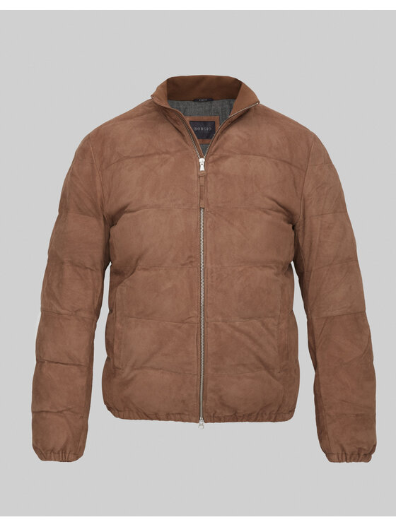 Borgio Borgio Kurtka skórzana CALVI Brązowy Classic Fit