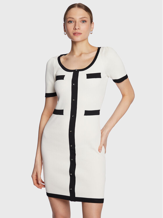 Fracomina Fracomina Трикотажна сукня FS23SD5005K41701 Білий Slim Fit