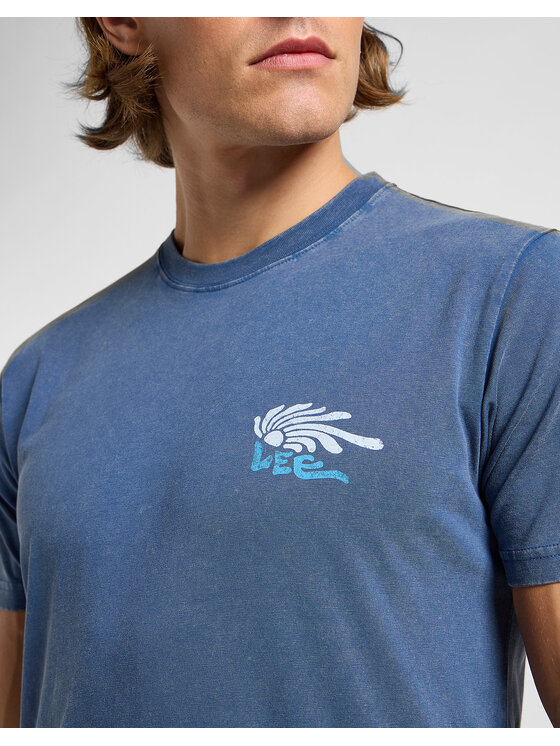 Lee Lee T-Shirt MEDIUM LOGO TEE Niebieski Regular Fit