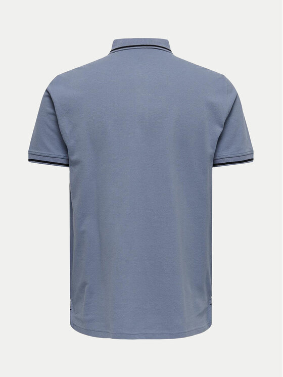 Only & Sons Only & Sons Тениска с яка и копчета Fletcher 22024827 Син Regular Fit