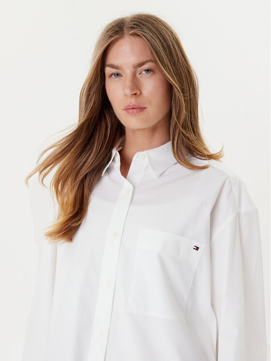 Tommy Hilfiger Tommy Hilfiger Ing New Easy WW0WW45892 Fehér Relaxed Fit