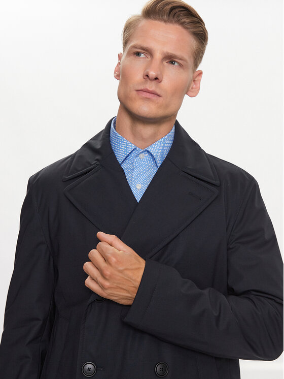 BOSS Boss Płaszcz P-Hyde-Peacoat-233 50498100 Granatowy Slim Fit