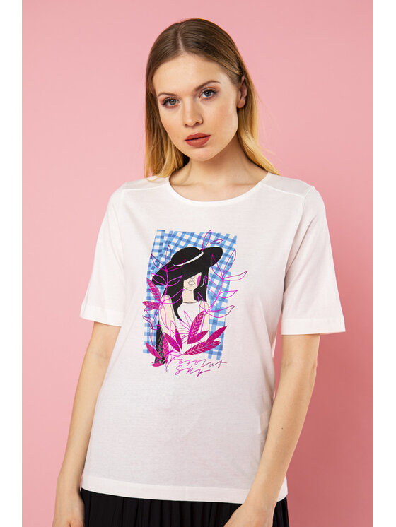 QUIOSQUE QUIOSQUE Bluzka 22-TD-131 Beżowy Regular Fit