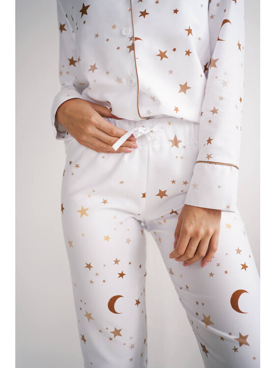 White pocket White pocket Piżama satynowa Biały Regular Fit