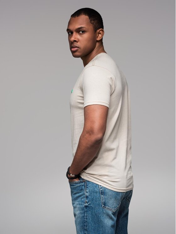 Ombre Ombre T-Shirt OM-TSCT-0151 Biały Regular Fit