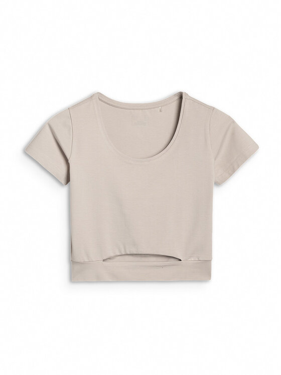 4F 4F T-Shirt SS MIDSHOP TEXTILE Beżowy Slim Fit