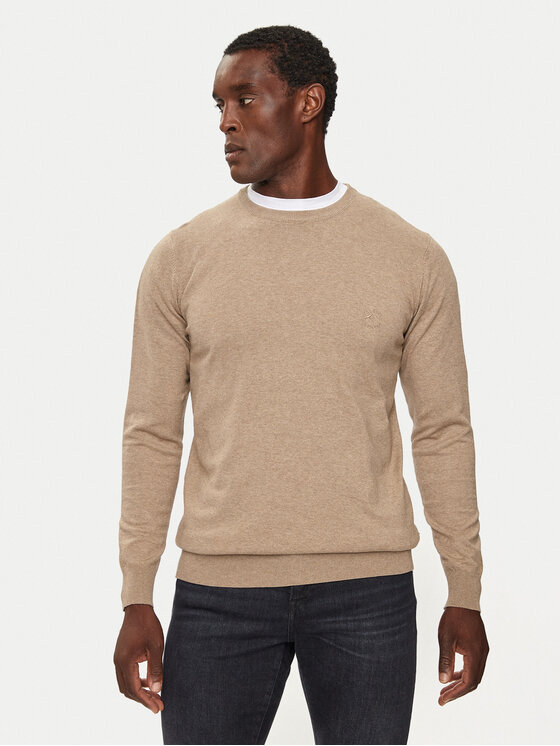 INDICODE INDICODE Пуловер Wildman 35-697 Бежов Regular Fit