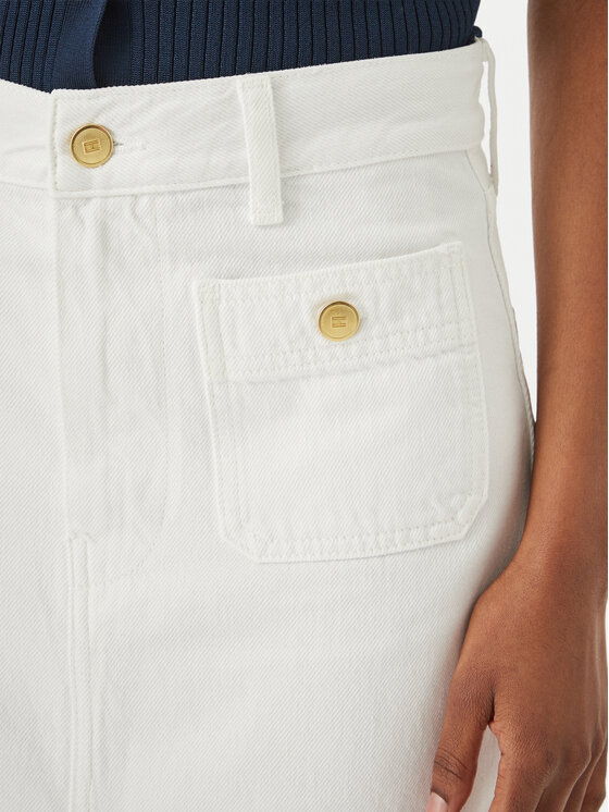 Tommy Hilfiger Tommy Hilfiger Φούστα τζιν WW0WW48607 Λευκό Regular Fit