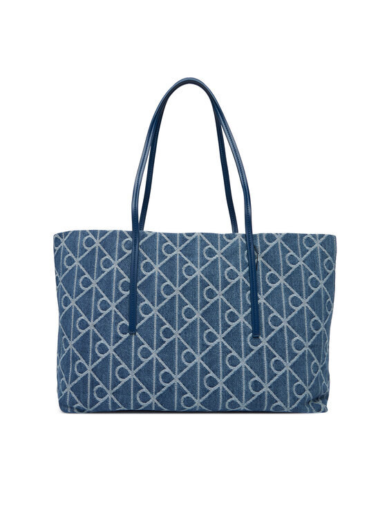 Calvin Klein Calvin Klein Geantă Emblem Aop Denim Tote W/ Pouch LV04F3428G Albastru