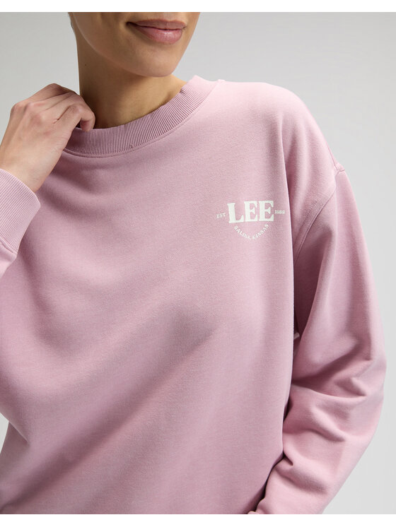 Lee Lee Bluza LOGO CREW SWS Różowy Regular Fit