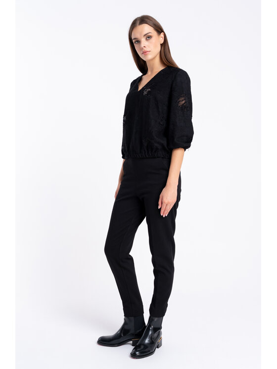 CLICK CLICK Kalhoty z materiálu 30-453 Černá Tapered Fit