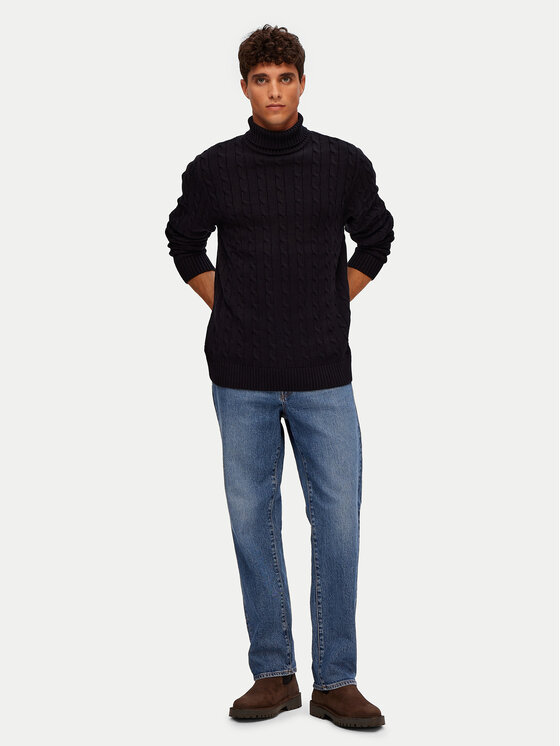 Selected Homme Selected Homme Bluză cu gât Ryan 16077218 Negru Regular Fit