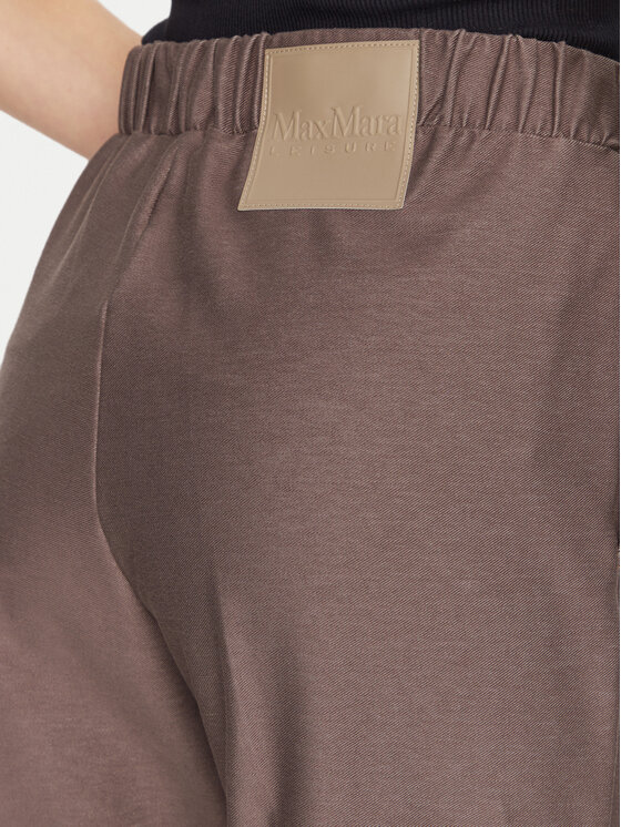 Max Mara Leisure Max Mara Leisure Hlače iz tkanine Quiete 2426786048 Rjava Straight Fit