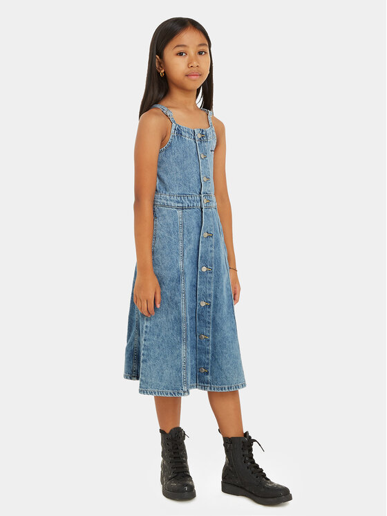 Calvin Klein Jeans Calvin Klein Jeans Džinsinė suknelė IG0IG02397 D Mėlyna Regular Fit
