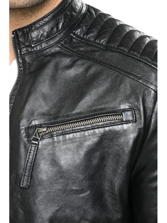 David Ryan David Ryan Kurtka skórzana ANTON Czarny Regular Fit