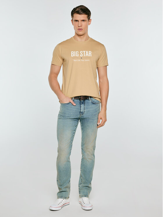 BIG STAR BIG STAR T-Shirt BRUNO Beżowy Basic Fit