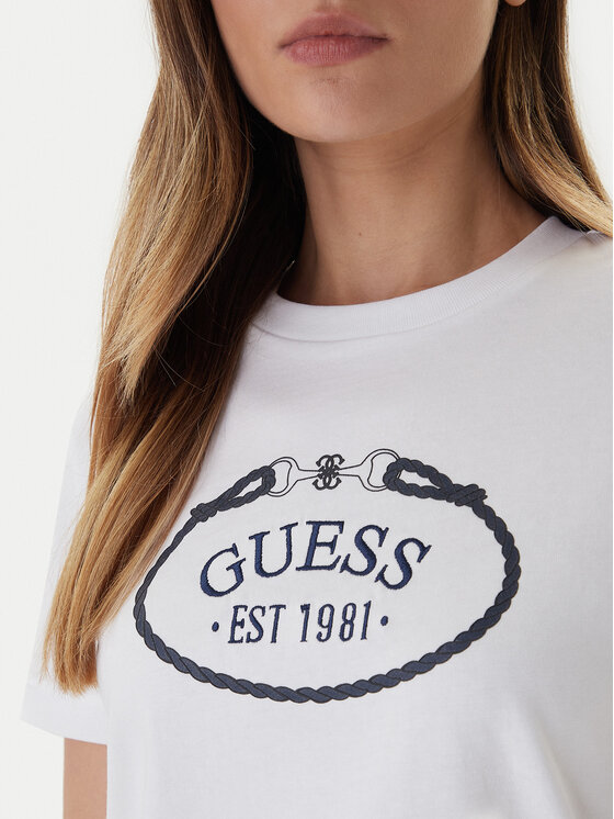 Guess Guess Tričko V6RI04 K8FQ4 Biela Regular Fit