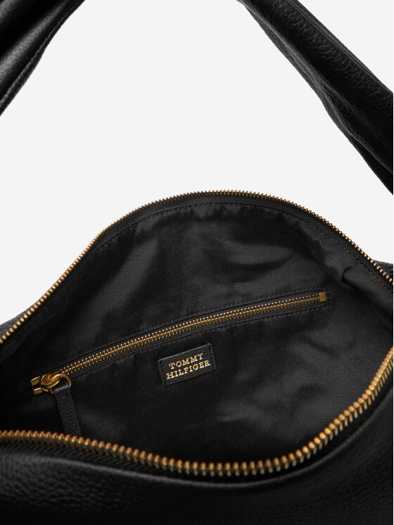 Tommy Hilfiger Tommy Hilfiger Geantă City Leather Hobo AW0AW18285 Negru