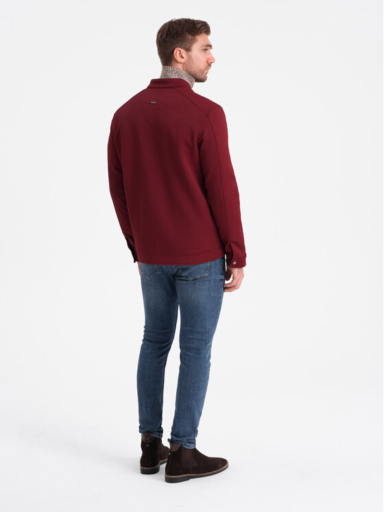Ombre Ombre Kurtka przejściowa OM-JANP-0138 Bordowy Regular Fit