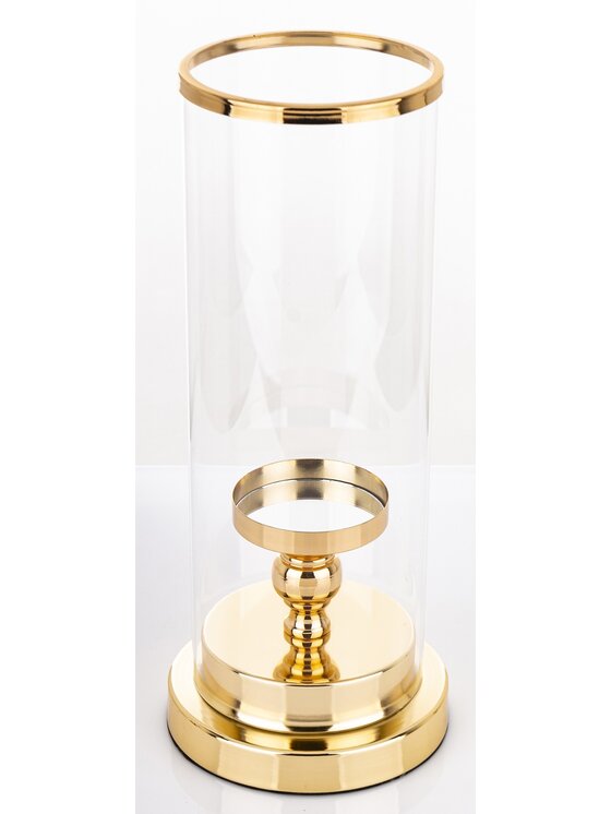 MIAhome MIAhome Lampion Świecznik złoty z kloszem 36x15 cm KANDILA - II Złoty
