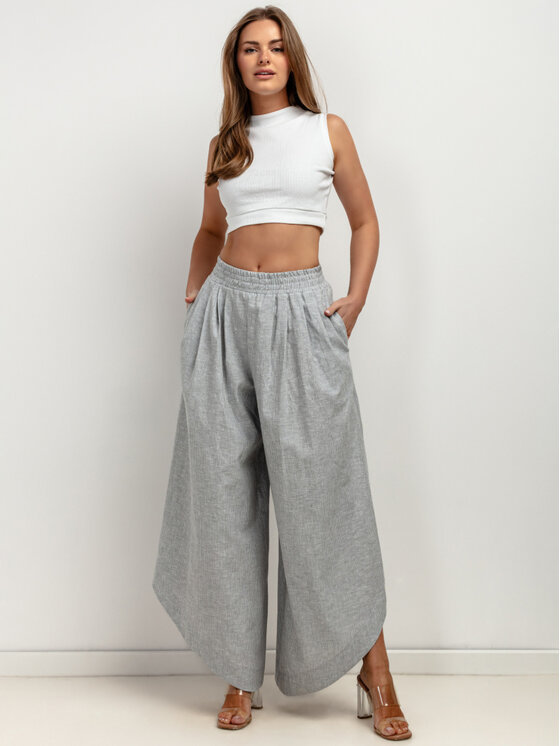 Tessita Tessita Spodnie materiałowe T431/1/XL Szary Wide Leg