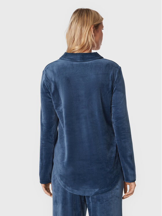 Triumph Triumph Koszulka piżamowa Mix & Match Velour 10213389 Granatowy Boyfriend Fit