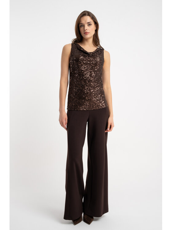 CLICK CLICK Bluzka 10-6965 Brązowy Fitted Fit