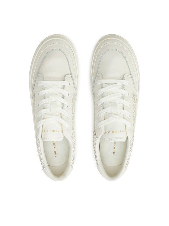 Tommy Hilfiger Tommy Hilfiger Снікерcи Vulc Leather Sneaker Monogram FW0FW08331 Écru