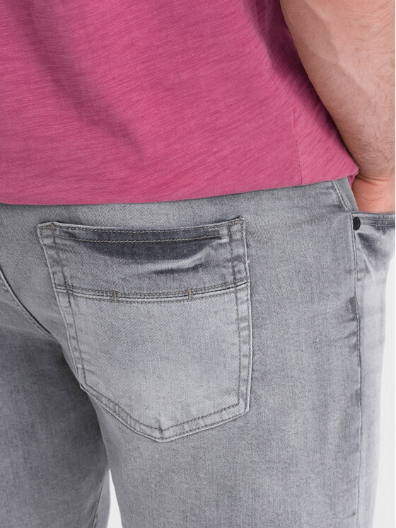Ombre Ombre Džínové šortky OM-SRDS-0145 Šedá Regular Fit