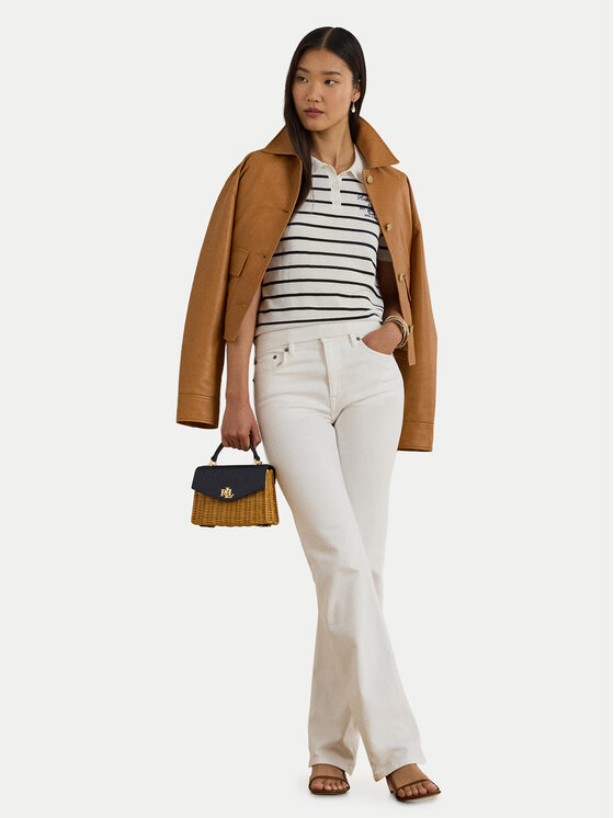 LAUREN RALPH LAUREN LAUREN RALPH LAUREN Тениска с яка и копчета 200P03506001 Бял Slim Fit