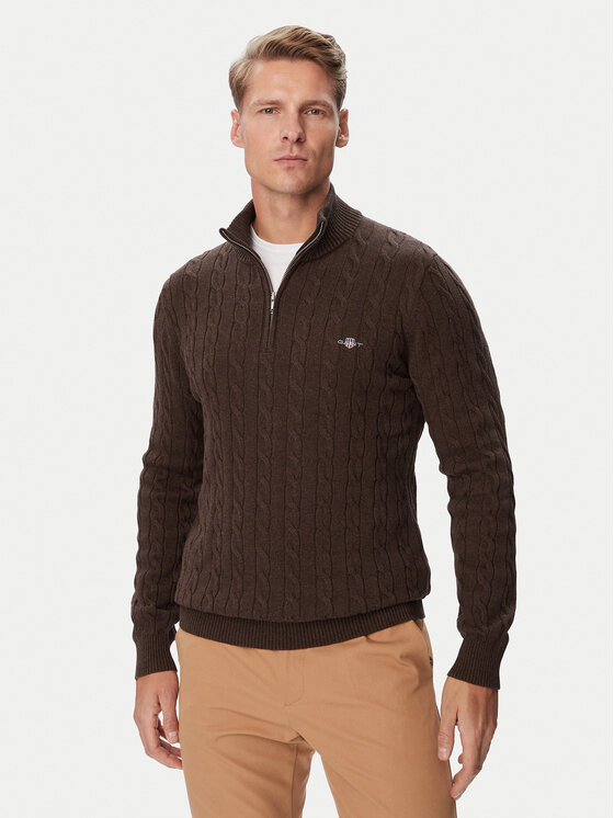 Gant Gant Sweter 8050603 Brązowy Regular Fit