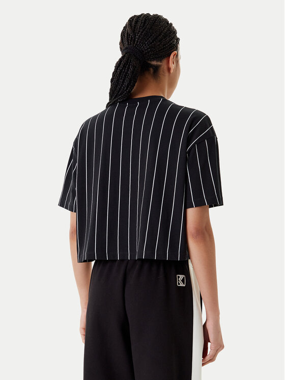Karl Kani Karl Kani T-shirt Small Signature Essential Pinstripe 6137880 Crna Relaxed Fit
