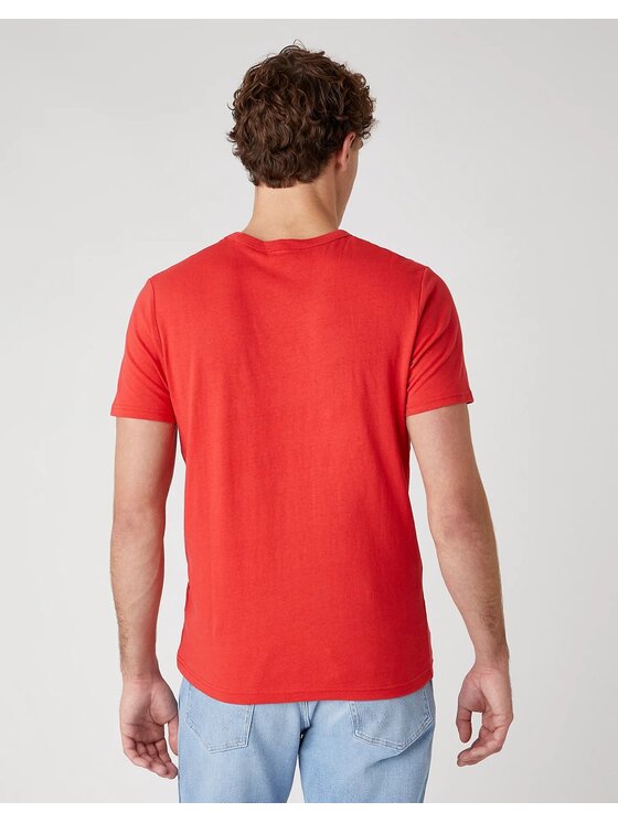 Wrangler Wrangler T-Shirt SS SEAS LOGO TEE Czerwony Regular Fit