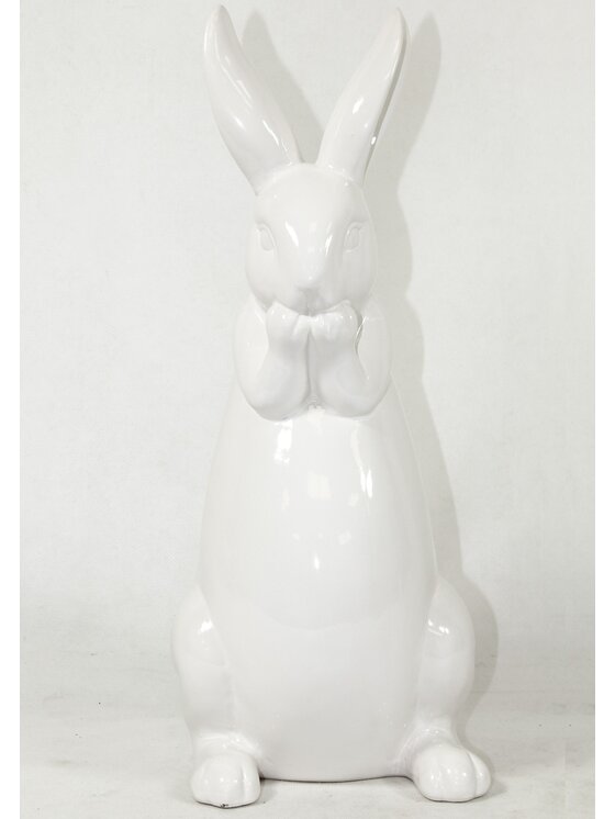 MIAhome MIAhome Figurka zatroskany biały królik 39x15x15 cm Biały