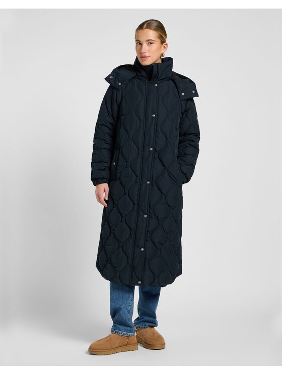 Lee Lee Kurtka puchowa LONG PUFFER Czarny Relaxed Fit