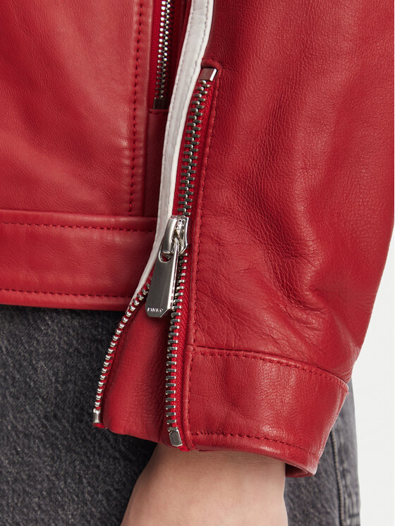 PINKO PINKO Lederjacke 105296 Dunkelrot Regular Fit
