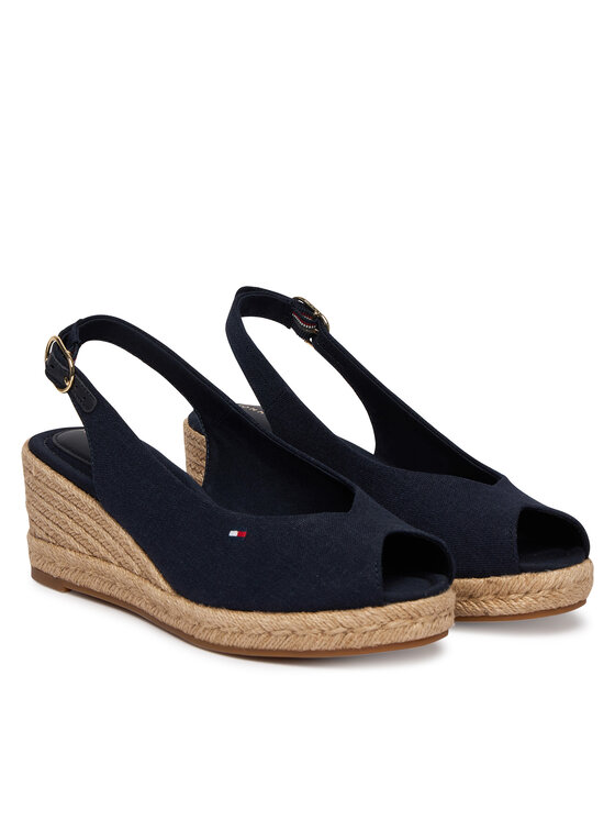 Tommy Hilfiger Tommy Hilfiger Espadrilky Mid Wedge Espad Slingback FW0FW09228 Tmavomodrá