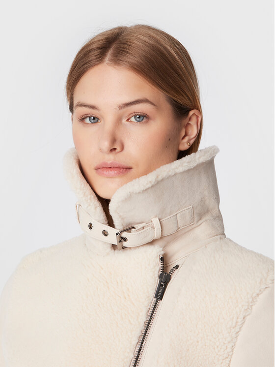 Peserico Peserico Cappotto in shearling S21334C03 Écru Regular Fit