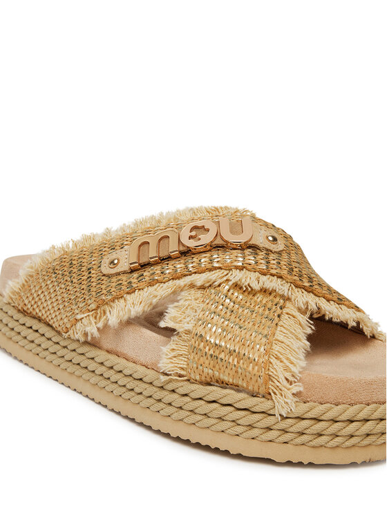 Mou Mou Pantoletten Criss-cross MU.SW451009K Beige