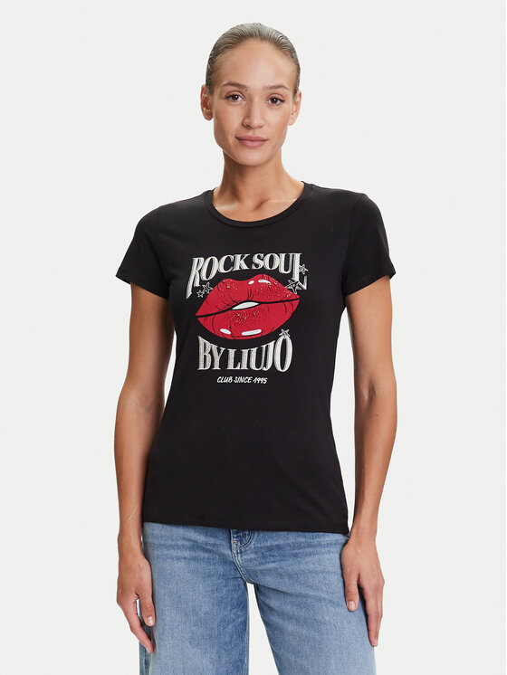 Liu Jo Liu Jo T-Shirt UF5265 JS923 Czarny Regular Fit