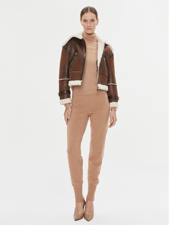 TWINSET TWINSET Spodnie dzianinowe 232TT3201 Brązowy Regular Fit